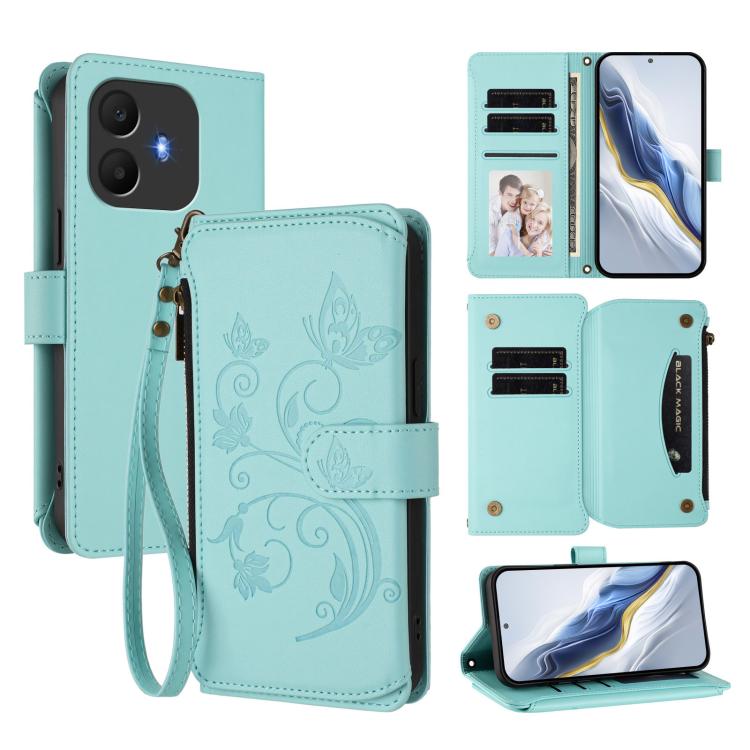 Butterfly Love Flower Multi-card Zipper Wallet Leather Phone Case, For TCL K70 Power 4G / K70 4G, For TCL NxtPaper 70 Pro 5G, For TCL K32 5G / K33 5G, For TCL 60 SE NxtPaper, For TCL 30Z / T602DL / 30 LE / T602DL, For TCL 40 XL / 40 T / T608DL