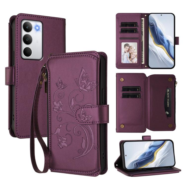 Butterfly Love Flower Multi-card Zipper Wallet Leather Phone Case, For Realme P4 5G, For Realme 15T 5G Global, For Realme C71 4G India, For Realme 15 5G / 15 Pro 5G, For Realme C71 4G Global, For Realme Neo7 Turbo