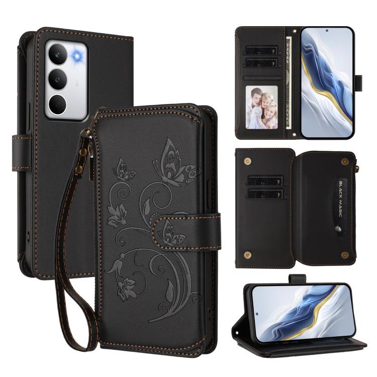 Butterfly Love Flower Multi-card Zipper Wallet Leather Phone Case, For Realme P4 5G, For Realme 15T 5G Global, For Realme C71 4G India, For Realme 15 5G / 15 Pro 5G, For Realme C71 4G Global, For Realme Neo7 Turbo