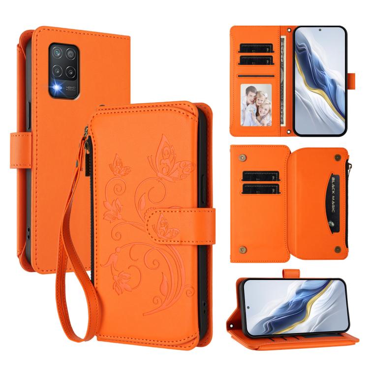 Butterfly Love Flower Multi-card Zipper Wallet Leather Phone Case, For Realme V23 / Narzo 50, For Realme GT Neo 3, For Realme 9 5G India, For Realme 9 Pro 5G Global / 9 5G EU