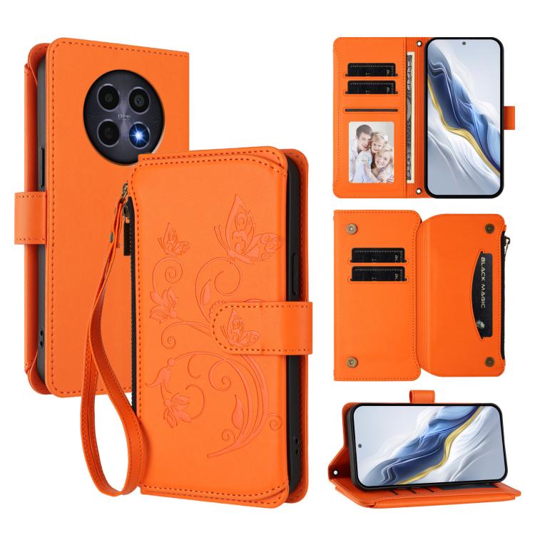 Butterfly Love Flower Multi-card Zipper Wallet Leather Phone Case, For Realme 13 / 12 / 12x / C65 5G Global, For Realme 13 / 12 4G / P1 5G Global, For Realme C63 / C61 / Note 60 4G Global, For Realme 13+ 5G Global, For Realme 13 Pro / 13 Pro+ 5G Global...