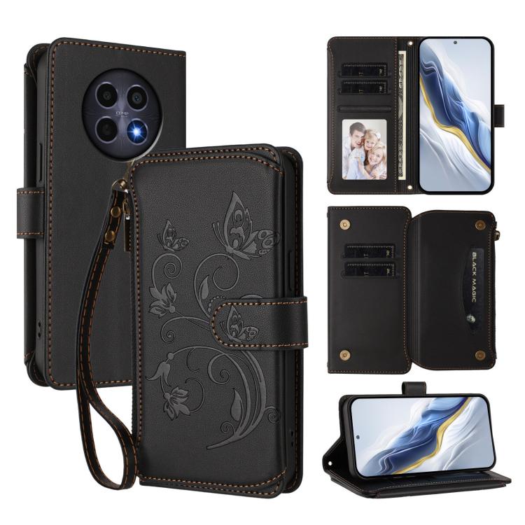Butterfly Love Flower Multi-card Zipper Wallet Leather Phone Case, For Realme 13 / 12 / 12x / C65 5G Global, For Realme 13 / 12 4G / P1 5G Global, For Realme C63 / C61 / Note 60 4G Global, For Realme 13+ 5G Global, For Realme 13 Pro / 13 Pro+ 5G Global...