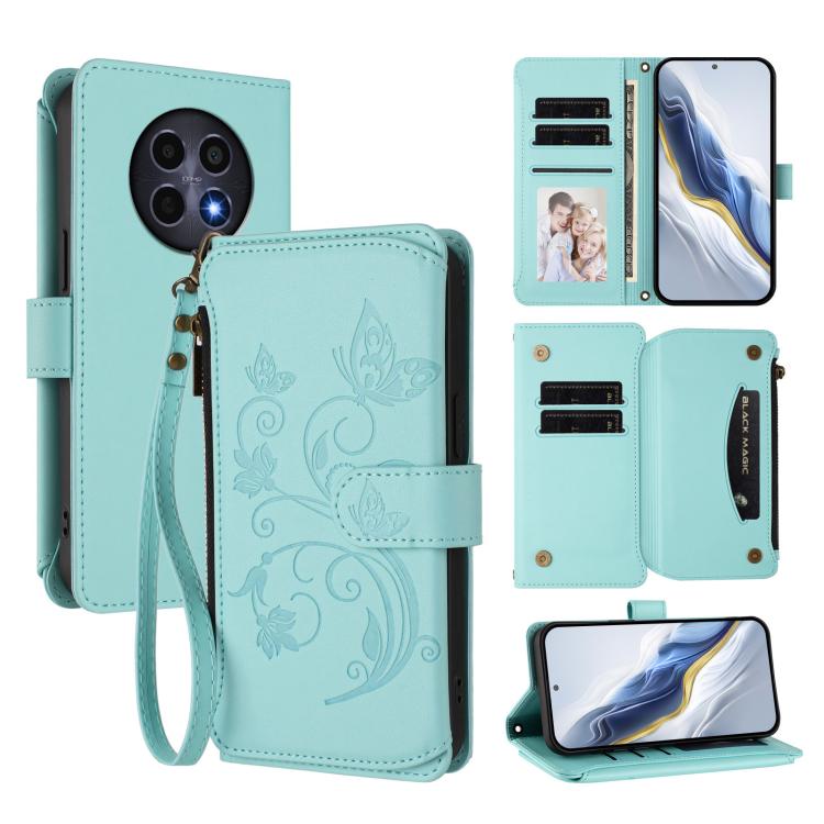 Butterfly Love Flower Multi-card Zipper Wallet Leather Phone Case, For Realme 13 / 12 / 12x / C65 5G Global, For Realme 13 / 12 4G / P1 5G Global, For Realme C63 / C61 / Note 60 4G Global, For Realme 13+ 5G Global, For Realme 13 Pro / 13 Pro+ 5G Global...
