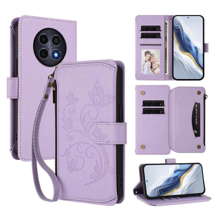 Butterfly Love Flower Multi-card Zipper Wallet Leather Phone Case, For Realme 13 / 12 / 12x / C65 5G Global, For Realme 13 / 12 4G / P1 5G Global, For Realme C63 / C61 / Note 60 4G Global, For Realme 13+ 5G Global, For Realme 13 Pro / 13 Pro+ 5G Global...