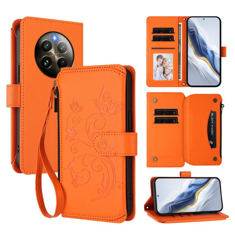 Butterfly Love Flower Multi-card Zipper Wallet Leather Phone Case, For Realme 13 / 12 / 12x / C65 5G Global, For Realme 13 / 12 4G / P1 5G Global, For Realme C63 / C61 / Note 60 4G Global, For Realme 13+ 5G Global, For Realme 13 Pro / 13 Pro+ 5G Global...