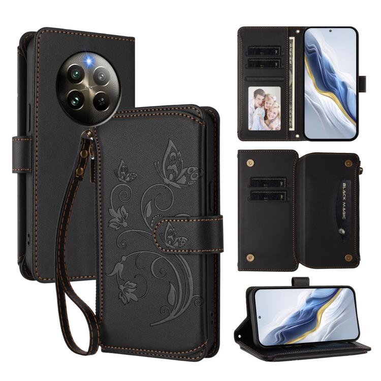 Butterfly Love Flower Multi-card Zipper Wallet Leather Phone Case, For Realme 13 / 12 / 12x / C65 5G Global, For Realme 13 / 12 4G / P1 5G Global, For Realme C63 / C61 / Note 60 4G Global, For Realme 13+ 5G Global, For Realme 13 Pro / 13 Pro+ 5G Global...