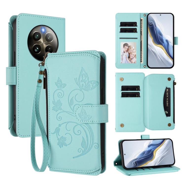 Butterfly Love Flower Multi-card Zipper Wallet Leather Phone Case, For Realme 13 / 12 / 12x / C65 5G Global, For Realme 13 / 12 4G / P1 5G Global, For Realme C63 / C61 / Note 60 4G Global, For Realme 13+ 5G Global, For Realme 13 Pro / 13 Pro+ 5G Global...
