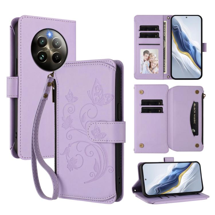 Butterfly Love Flower Multi-card Zipper Wallet Leather Phone Case, For Realme 13 / 12 / 12x / C65 5G Global, For Realme 13 / 12 4G / P1 5G Global, For Realme C63 / C61 / Note 60 4G Global, For Realme 13+ 5G Global, For Realme 13 Pro / 13 Pro+ 5G Global...