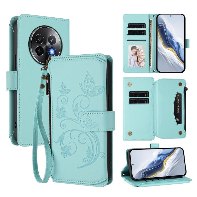 Butterfly Love Flower Multi-card Zipper Wallet Leather Phone Case, For Realme 13 / 12 / 12x / C65 5G Global, For Realme 13 / 12 4G / P1 5G Global, For Realme C63 / C61 / Note 60 4G Global, For Realme 13+ 5G Global, For Realme 13 Pro / 13 Pro+ 5G Global...