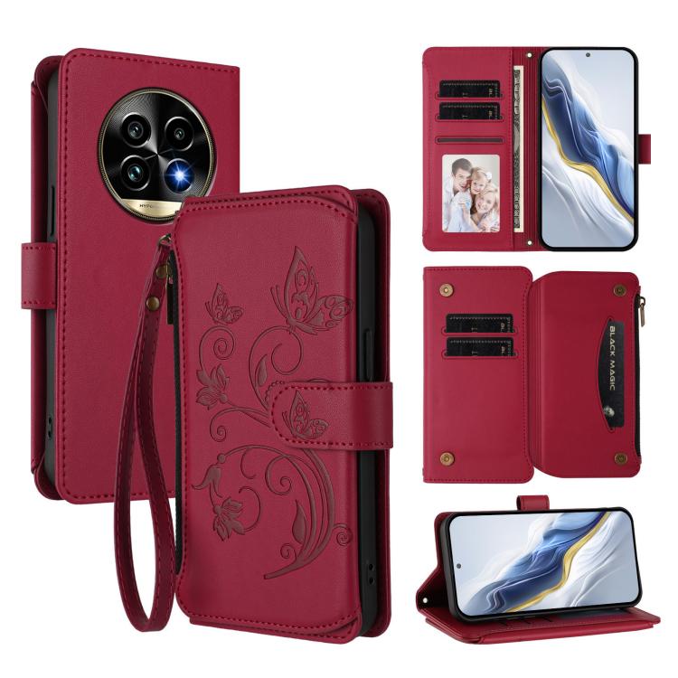 Butterfly Love Flower Multi-card Zipper Wallet Leather Phone Case, For Realme 13 / 12 / 12x / C65 5G Global, For Realme 13 / 12 4G / P1 5G Global, For Realme C63 / C61 / Note 60 4G Global, For Realme 13+ 5G Global, For Realme 13 Pro / 13 Pro+ 5G Global...