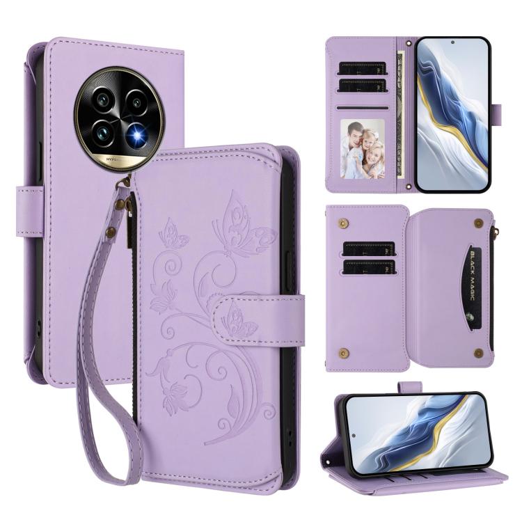 Butterfly Love Flower Multi-card Zipper Wallet Leather Phone Case, For Realme 13 / 12 / 12x / C65 5G Global, For Realme 13 / 12 4G / P1 5G Global, For Realme C63 / C61 / Note 60 4G Global, For Realme 13+ 5G Global, For Realme 13 Pro / 13 Pro+ 5G Global...