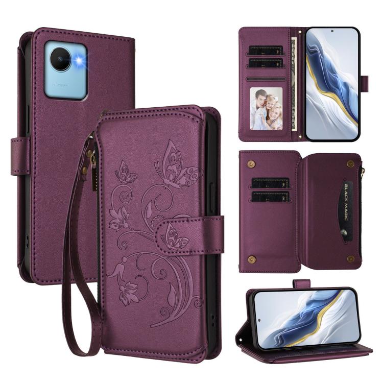 Butterfly Love Flower Multi-card Zipper Wallet Leather Phone Case, For Realme 10 Pro 5G, For Realme 10 Pro+ 5G, For Realme 10 4G Global, For Realme C30 4G / C30s / Narzo 50i, For Realme GT Neo 3T, For Realme 9 Pro+ 5G / Narzo 50 Pro 5G