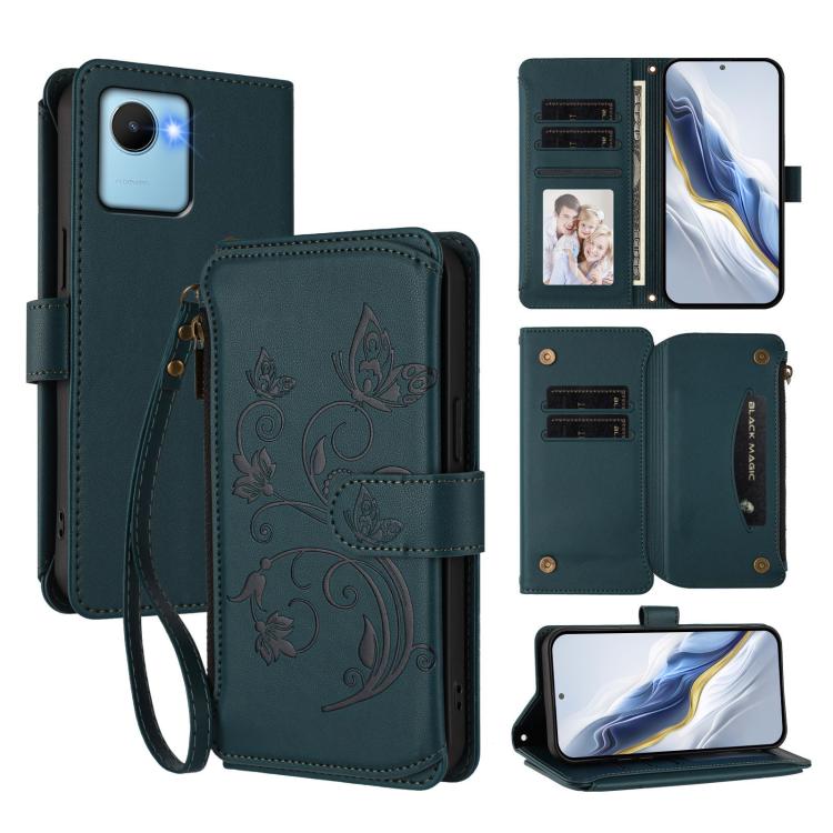 Butterfly Love Flower Multi-card Zipper Wallet Leather Phone Case, For Realme 10 Pro 5G, For Realme 10 Pro+ 5G, For Realme 10 4G Global, For Realme C30 4G / C30s / Narzo 50i, For Realme GT Neo 3T, For Realme 9 Pro+ 5G / Narzo 50 Pro 5G