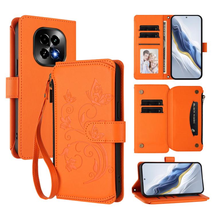 Butterfly Love Flower Multi-card Zipper Wallet Leather Phone Case, For Realme C75 4G Global / 14x 5G India, For Realme 14 Pro+ 5G, For Realme 14 Pro+ 5G Global, For Realme 14 Pro 5G India, For Realme GT 7 Pro 5G / GT7 Pro Racing, For Realme C63 5G Global