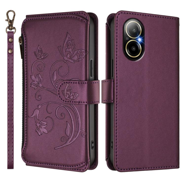 Butterfly Love Flower Multi-card Zipper Wallet Leather Phone Case, For Realme C67 4G / 12 Lite 4G Global, For Realme 12 Pro / 12 Pro+ / P1 Pro 5G, For Realme C53 / C51 4G Global, For Realme 11 5G Global / C67 5G India, For Realme 11 4G Global          ...