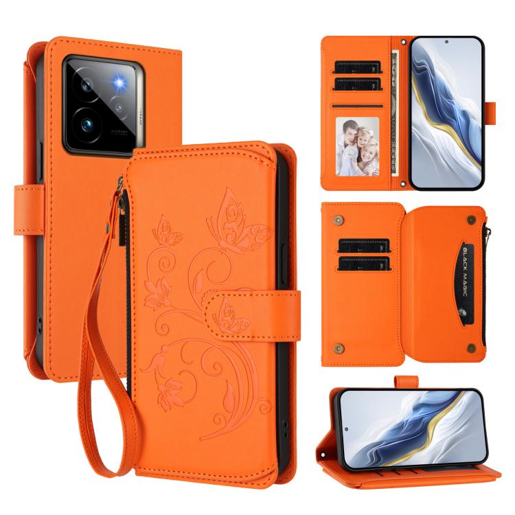 Butterfly Love Flower Multi-card Zipper Wallet Leather Phone Case, For Realme C75 4G Global / 14x 5G India, For Realme 14 Pro+ 5G, For Realme 14 Pro+ 5G Global, For Realme 14 Pro 5G India, For Realme GT 7 Pro 5G / GT7 Pro Racing, For Realme C63 5G Global