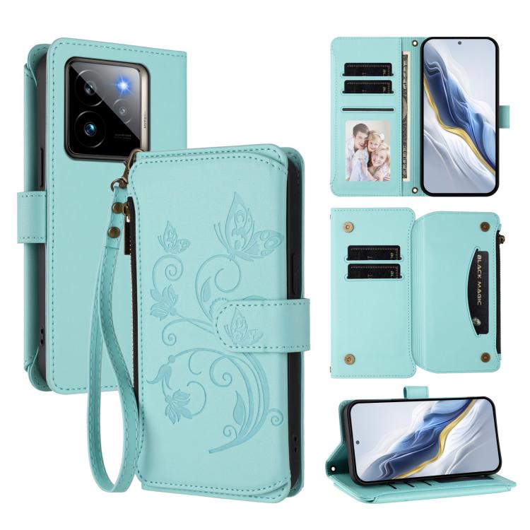 Butterfly Love Flower Multi-card Zipper Wallet Leather Phone Case, For Realme C75 4G Global / 14x 5G India, For Realme 14 Pro+ 5G, For Realme 14 Pro+ 5G Global, For Realme 14 Pro 5G India, For Realme GT 7 Pro 5G / GT7 Pro Racing, For Realme C63 5G Global