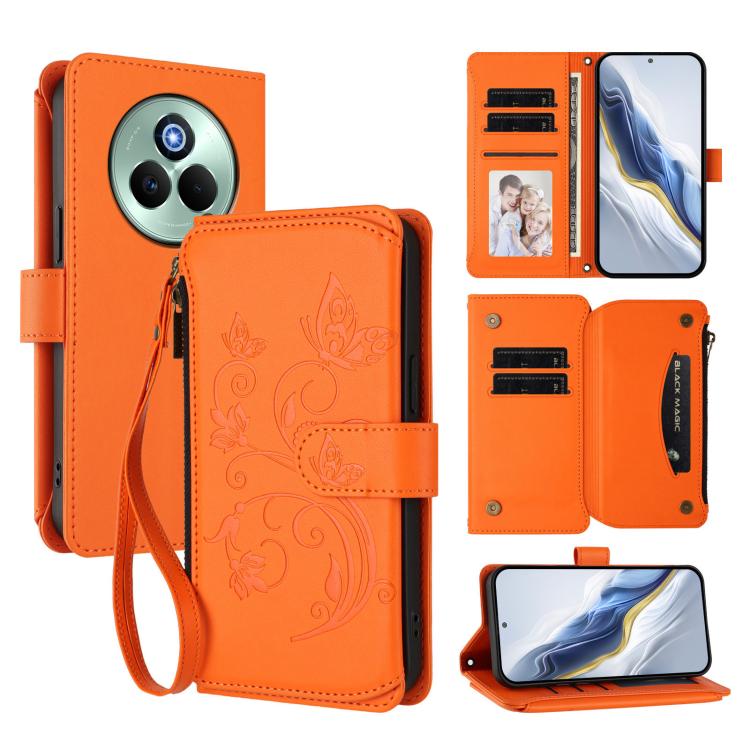 Butterfly Love Flower Multi-card Zipper Wallet Leather Phone Case, For Realme GT 7 5G India, For Realme V70 5G / 14x Global / C75 5G, For Realme Narzo 80x, For Realme 14 / P3 / 14T 5G Global, For Realme P3 Ultra 5G Global, For Realme P3 Pro 5G Global