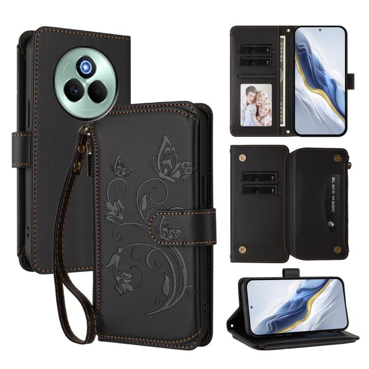 Butterfly Love Flower Multi-card Zipper Wallet Leather Phone Case, For Realme GT 7 5G India, For Realme V70 5G / 14x Global / C75 5G, For Realme Narzo 80x, For Realme 14 / P3 / 14T 5G Global, For Realme P3 Ultra 5G Global, For Realme P3 Pro 5G Global