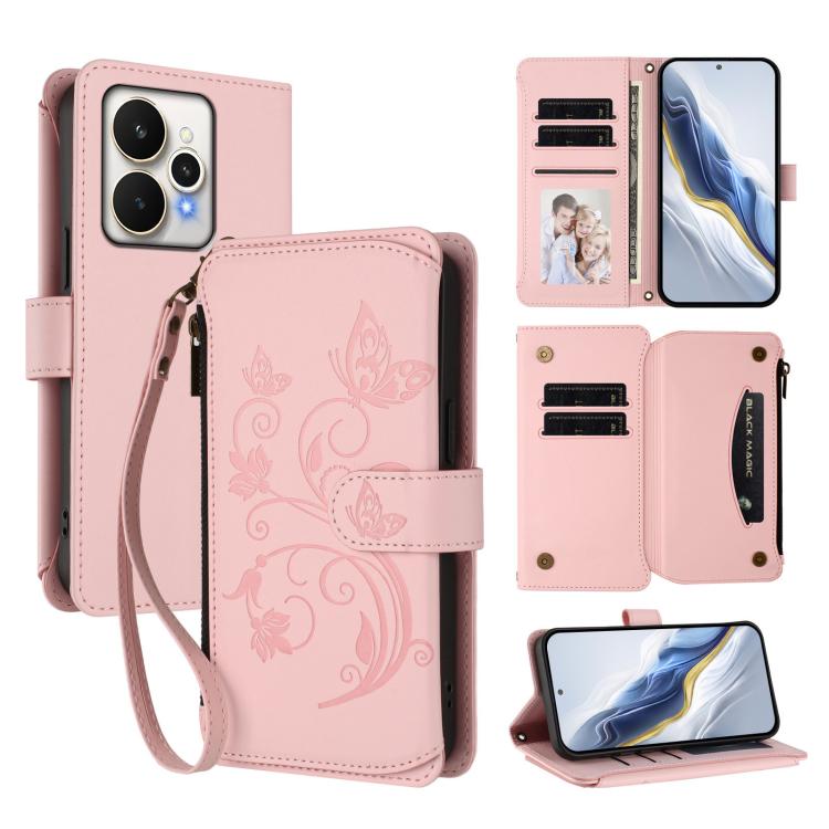 Butterfly Love Flower Multi-card Zipper Wallet Leather Phone Case, For Realme P4 5G, For Realme 15T 5G Global, For Realme C71 4G India, For Realme 15 5G / 15 Pro 5G, For Realme C71 4G Global, For Realme Neo7 Turbo