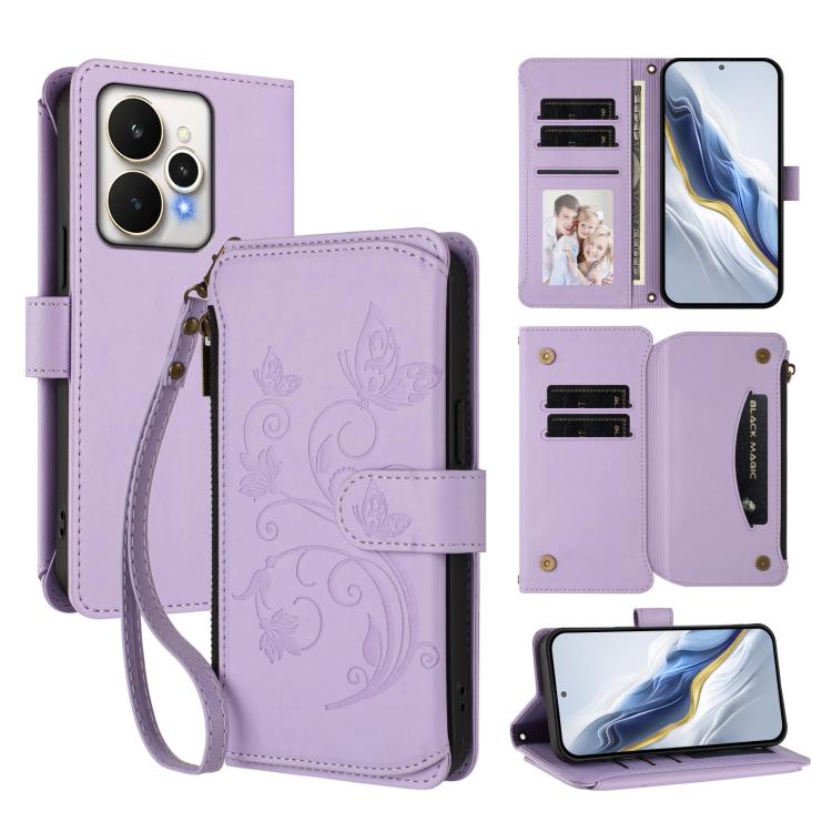 Butterfly Love Flower Multi-card Zipper Wallet Leather Phone Case, For Realme P4 5G, For Realme 15T 5G Global, For Realme C71 4G India, For Realme 15 5G / 15 Pro 5G, For Realme C71 4G Global, For Realme Neo7 Turbo