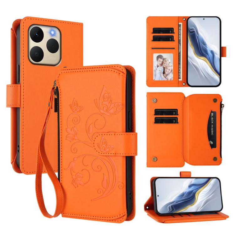 Butterfly Love Flower Multi-card Zipper Wallet Leather Phone Case, For Realme P4 5G, For Realme 15T 5G Global, For Realme C71 4G India, For Realme 15 5G / 15 Pro 5G, For Realme C71 4G Global, For Realme Neo7 Turbo