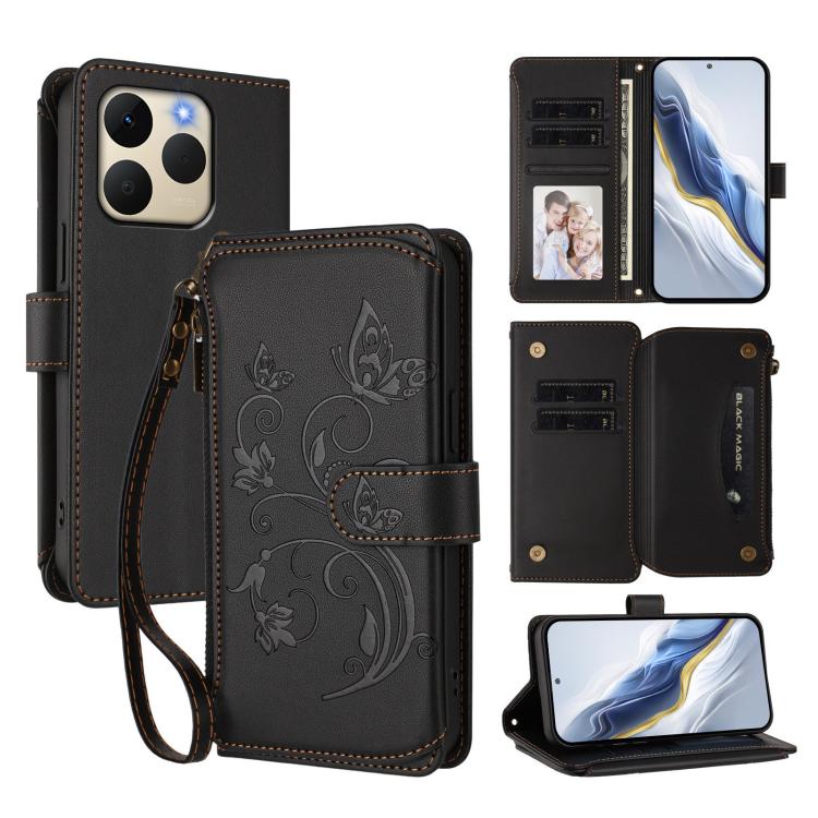Butterfly Love Flower Multi-card Zipper Wallet Leather Phone Case, For Realme P4 5G, For Realme 15T 5G Global, For Realme C71 4G India, For Realme 15 5G / 15 Pro 5G, For Realme C71 4G Global, For Realme Neo7 Turbo
