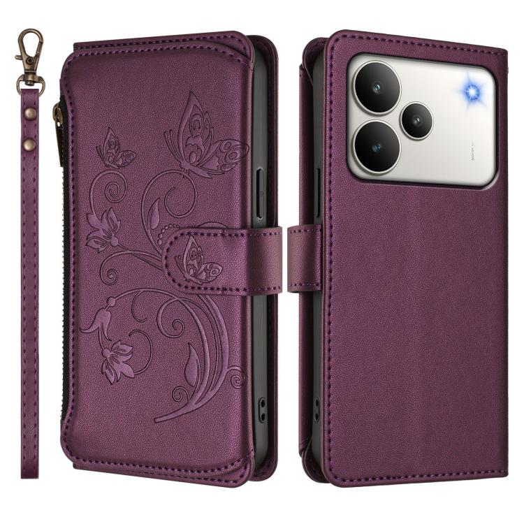 Butterfly Love Flower Multi-card Zipper Wallet Leather Phone Case, For Realme P4 5G, For Realme 15T 5G Global, For Realme C71 4G India, For Realme 15 5G / 15 Pro 5G, For Realme C71 4G Global, For Realme Neo7 Turbo