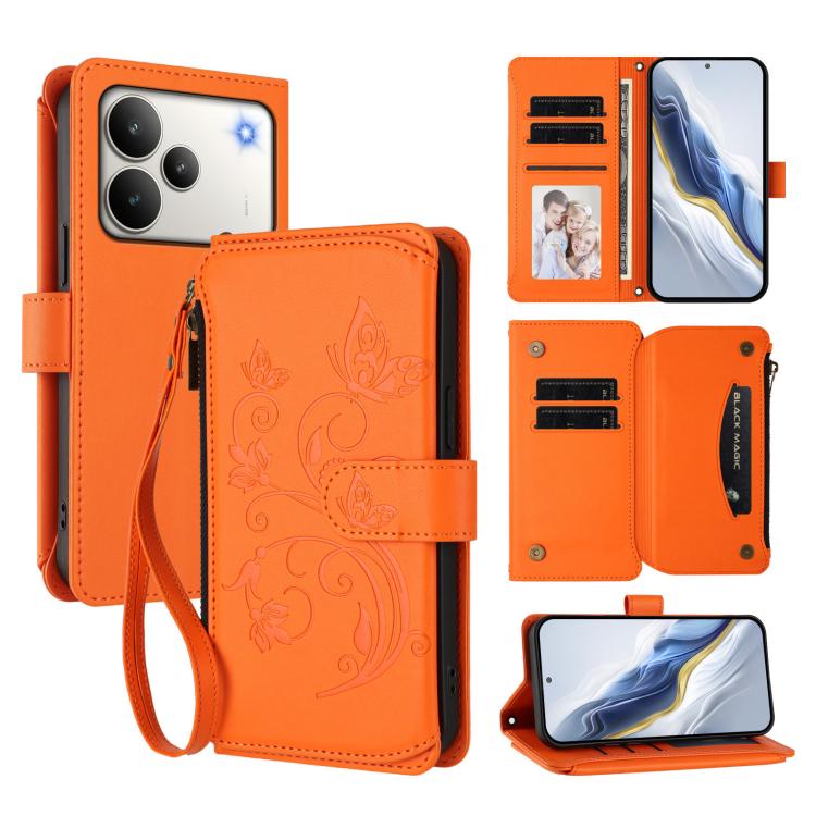 Butterfly Love Flower Multi-card Zipper Wallet Leather Phone Case, For Realme P4 5G, For Realme 15T 5G Global, For Realme C71 4G India, For Realme 15 5G / 15 Pro 5G, For Realme C71 4G Global, For Realme Neo7 Turbo