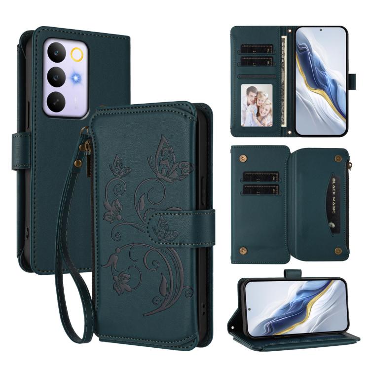 Butterfly Love Flower Multi-card Zipper Wallet Leather Phone Case, For Realme 16 Pro+ 5G Global, For Realme 16 Pro 5G Global, For Realme Note 70 4G / 70T 4G, For Realme Narzo 80 Pro, For Realme C83 India / C85 / 15X, For Realme P4 Pro 5G