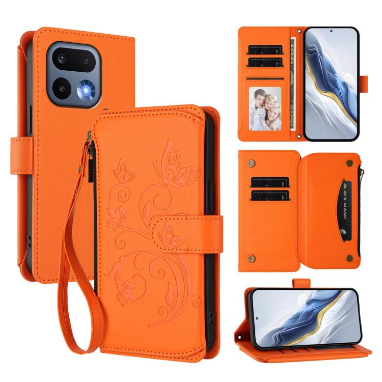 Butterfly Love Flower Multi-card Zipper Wallet Leather Phone Case, For Realme 16 Pro+ 5G Global, For Realme 16 Pro 5G Global, For Realme Note 70 4G / 70T 4G, For Realme Narzo 80 Pro, For Realme C83 India / C85 / 15X, For Realme P4 Pro 5G