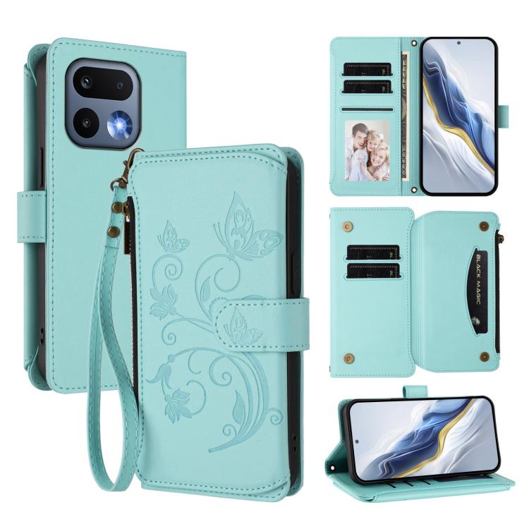 Butterfly Love Flower Multi-card Zipper Wallet Leather Phone Case, For Realme 16 Pro+ 5G Global, For Realme 16 Pro 5G Global, For Realme Note 70 4G / 70T 4G, For Realme Narzo 80 Pro, For Realme C83 India / C85 / 15X, For Realme P4 Pro 5G