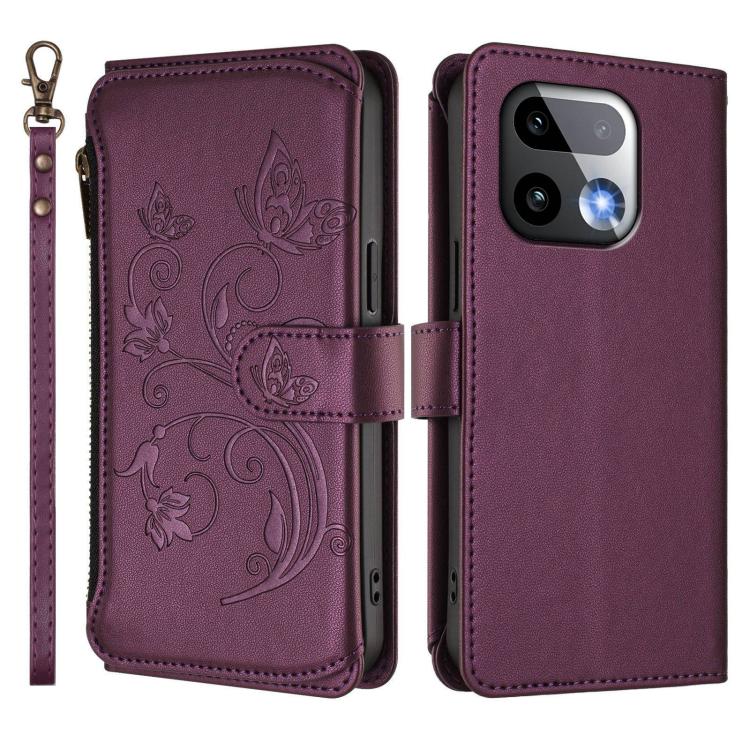 Butterfly Love Flower Multi-card Zipper Wallet Leather Phone Case, For Realme 16 Pro+ 5G Global, For Realme 16 Pro 5G Global, For Realme Note 70 4G / 70T 4G, For Realme Narzo 80 Pro, For Realme C83 India / C85 / 15X, For Realme P4 Pro 5G