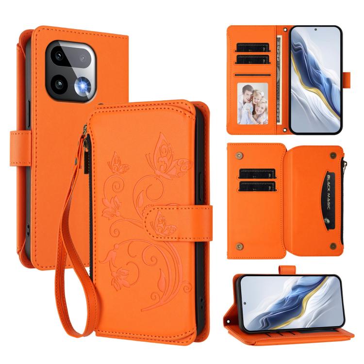 Butterfly Love Flower Multi-card Zipper Wallet Leather Phone Case, For Realme 16 Pro+ 5G Global, For Realme 16 Pro 5G Global, For Realme Note 70 4G / 70T 4G, For Realme Narzo 80 Pro, For Realme C83 India / C85 / 15X, For Realme P4 Pro 5G
