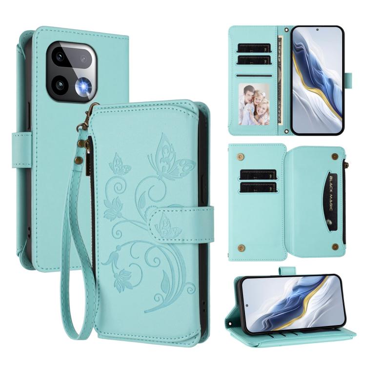 Butterfly Love Flower Multi-card Zipper Wallet Leather Phone Case, For Realme 16 Pro+ 5G Global, For Realme 16 Pro 5G Global, For Realme Note 70 4G / 70T 4G, For Realme Narzo 80 Pro, For Realme C83 India / C85 / 15X, For Realme P4 Pro 5G