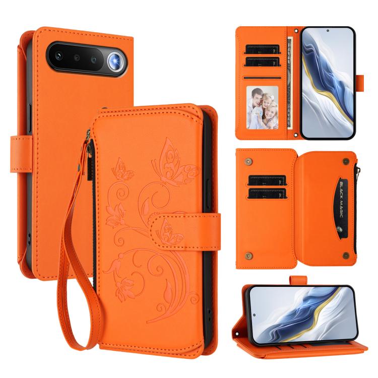 Butterfly Love Flower Multi-card Zipper Wallet Leather Phone Case, For Realme P4x 5G / OnePlus Nord CE6 Lite, For Realme 16T 5G Global, For Realme C100 / C85 5G Global / 15X 5G, For Realme P4 Power 4G, For Realme Note 80 4G Global, For Realme 16 5G Global