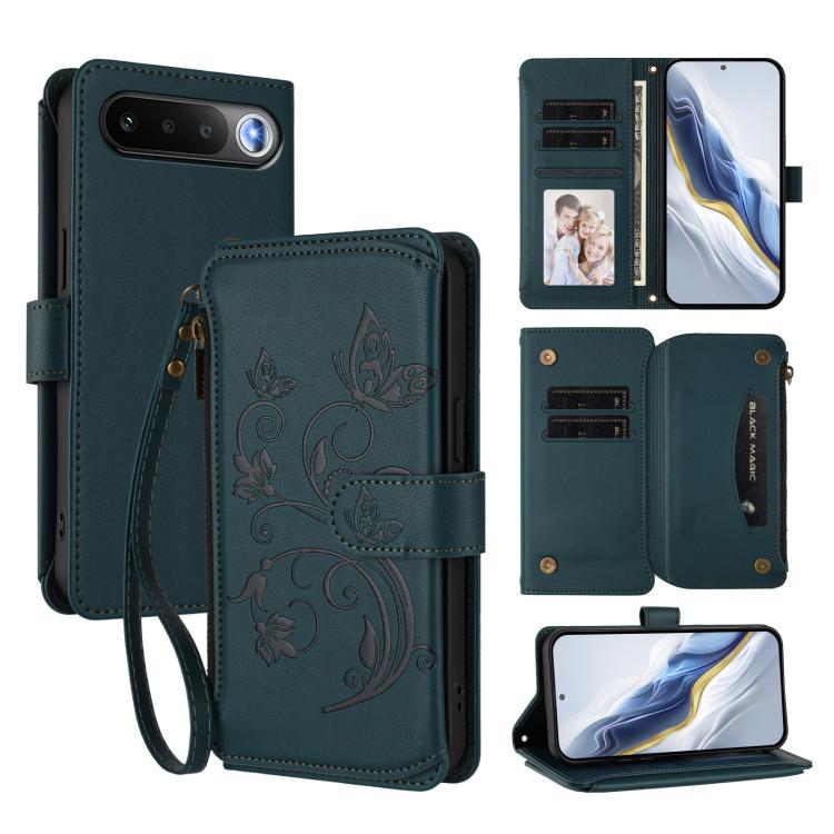 Butterfly Love Flower Multi-card Zipper Wallet Leather Phone Case, For Realme P4x 5G / OnePlus Nord CE6 Lite, For Realme 16T 5G Global, For Realme C100 / C85 5G Global / 15X 5G, For Realme P4 Power 4G, For Realme Note 80 4G Global, For Realme 16 5G Global