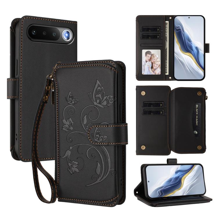 Butterfly Love Flower Multi-card Zipper Wallet Leather Phone Case, For Realme P4x 5G / OnePlus Nord CE6 Lite, For Realme 16T 5G Global, For Realme C100 / C85 5G Global / 15X 5G, For Realme P4 Power 4G, For Realme Note 80 4G Global, For Realme 16 5G Global