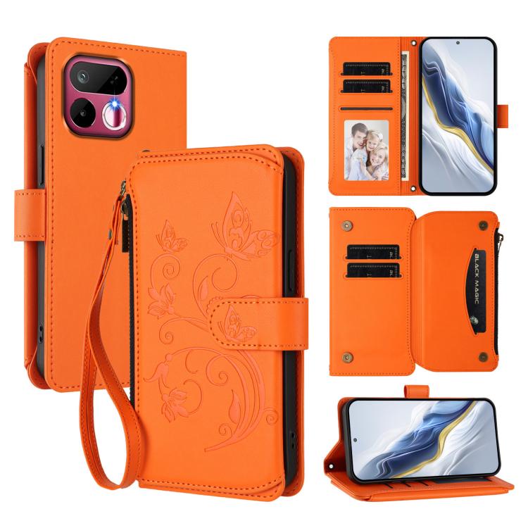 Butterfly Love Flower Multi-card Zipper Wallet Leather Phone Case, For Realme P4x 5G / OnePlus Nord CE6 Lite, For Realme 16T 5G Global, For Realme C100 / C85 5G Global / 15X 5G, For Realme P4 Power 4G, For Realme Note 80 4G Global, For Realme 16 5G Global