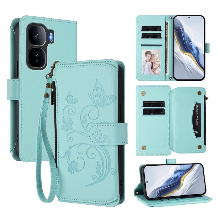 Butterfly Love Flower Multi-card Zipper Wallet Leather Phone Case, For vivo V60 Lite 5G Global, For vivo Y400 5G Global, For vivo Y400 4G, For vivo iQOO Neo 10+, For vivo V60 5G Curved Global, For vivo Y400 Pro 5G