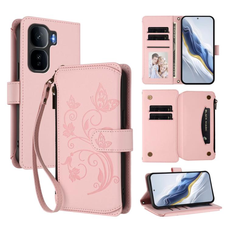 Butterfly Love Flower Multi-card Zipper Wallet Leather Phone Case, For vivo V60 Lite 5G Global, For vivo Y400 5G Global, For vivo Y400 4G, For vivo iQOO Neo 10+, For vivo V60 5G Curved Global, For vivo Y400 Pro 5G