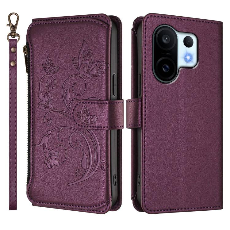 Butterfly Love Flower Multi-card Zipper Wallet Leather Phone Case, For vivo S30 Pro mini, For vivo S30, For vivo X200s, For vivo Y300 Pro+ 5G / iQOO Z10 5G, For vivo Y29 4G Global / T4x 5G, For vivo V50 5G Global / V50e 5G
