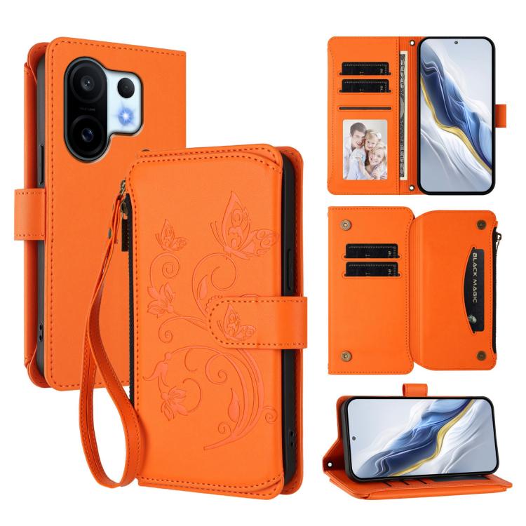 Butterfly Love Flower Multi-card Zipper Wallet Leather Phone Case, For vivo S30 Pro mini, For vivo S30, For vivo X200s, For vivo Y300 Pro+ 5G / iQOO Z10 5G, For vivo Y29 4G Global / T4x 5G, For vivo V50 5G Global / V50e 5G