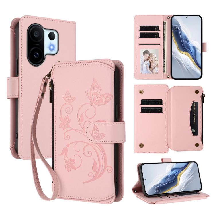 Butterfly Love Flower Multi-card Zipper Wallet Leather Phone Case, For vivo S30 Pro mini, For vivo S30, For vivo X200s, For vivo Y300 Pro+ 5G / iQOO Z10 5G, For vivo Y29 4G Global / T4x 5G, For vivo V50 5G Global / V50e 5G
