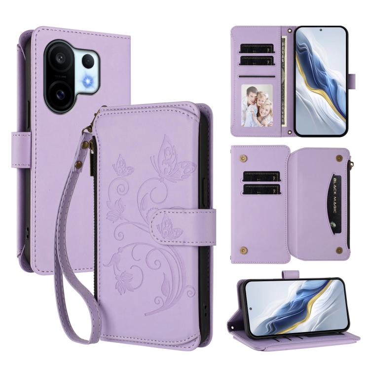 Butterfly Love Flower Multi-card Zipper Wallet Leather Phone Case, For vivo S30 Pro mini, For vivo S30, For vivo X200s, For vivo Y300 Pro+ 5G / iQOO Z10 5G, For vivo Y29 4G Global / T4x 5G, For vivo V50 5G Global / V50e 5G