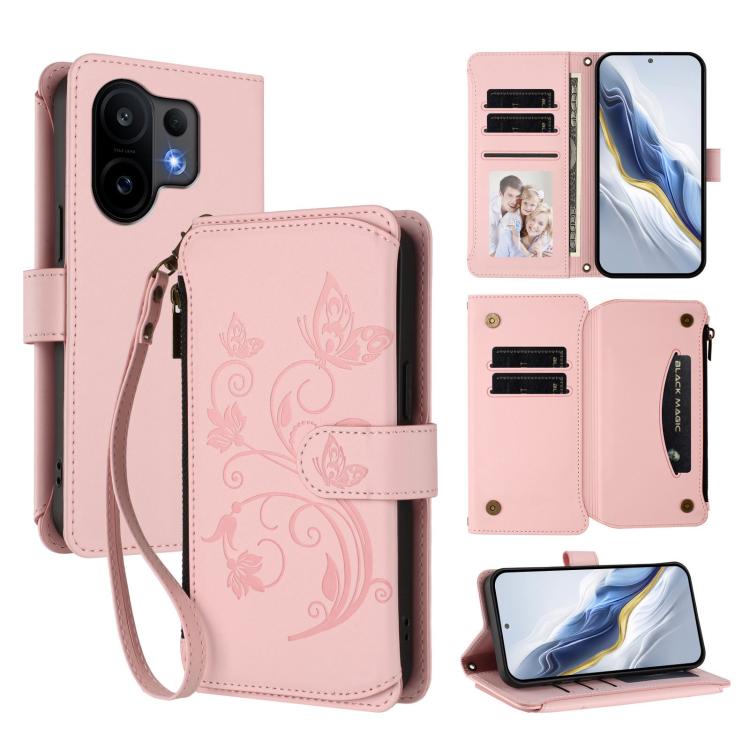 Butterfly Love Flower Multi-card Zipper Wallet Leather Phone Case, For vivo S30 Pro mini, For vivo S30, For vivo X200s, For vivo Y300 Pro+ 5G / iQOO Z10 5G, For vivo Y29 4G Global / T4x 5G, For vivo V50 5G Global / V50e 5G