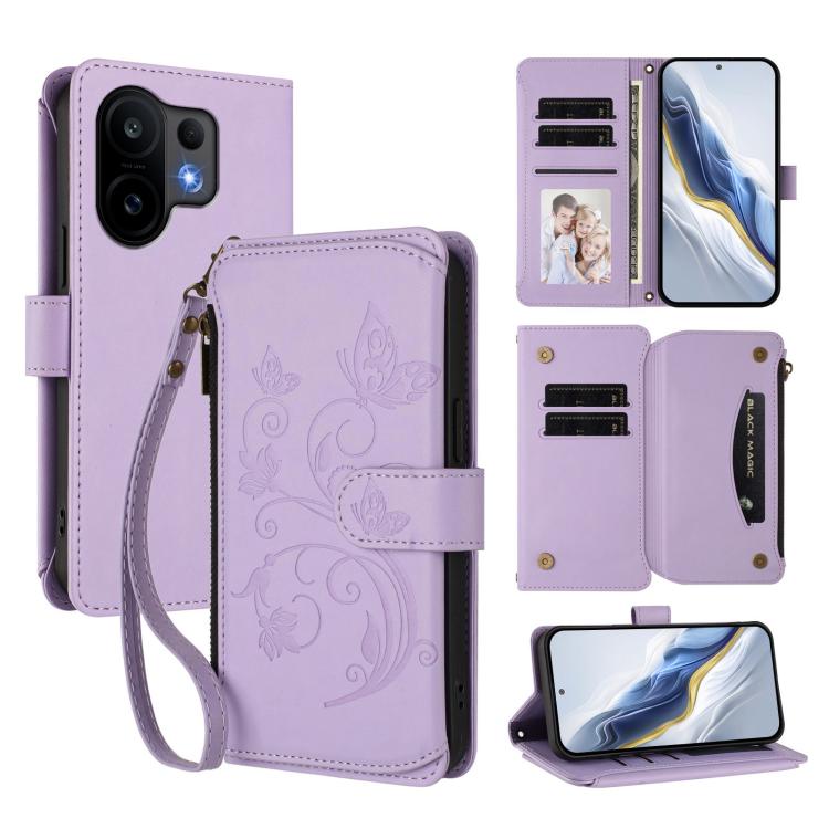 Butterfly Love Flower Multi-card Zipper Wallet Leather Phone Case, For vivo S30 Pro mini, For vivo S30, For vivo X200s, For vivo Y300 Pro+ 5G / iQOO Z10 5G, For vivo Y29 4G Global / T4x 5G, For vivo V50 5G Global / V50e 5G