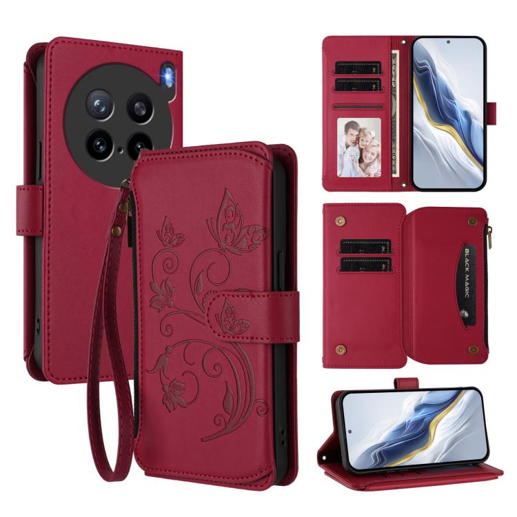 Butterfly Love Flower Multi-card Zipper Wallet Leather Phone Case, For vivo S30 Pro mini, For vivo S30, For vivo X200s, For vivo Y300 Pro+ 5G / iQOO Z10 5G, For vivo Y29 4G Global / T4x 5G, For vivo V50 5G Global / V50e 5G