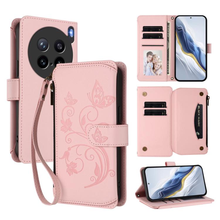 Butterfly Love Flower Multi-card Zipper Wallet Leather Phone Case, For vivo S30 Pro mini, For vivo S30, For vivo X200s, For vivo Y300 Pro+ 5G / iQOO Z10 5G, For vivo Y29 4G Global / T4x 5G, For vivo V50 5G Global / V50e 5G