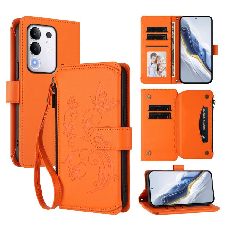 Butterfly Love Flower Multi-card Zipper Wallet Leather Phone Case, For vivo S30 Pro mini, For vivo S30, For vivo X200s, For vivo Y300 Pro+ 5G / iQOO Z10 5G, For vivo Y29 4G Global / T4x 5G, For vivo V50 5G Global / V50e 5G